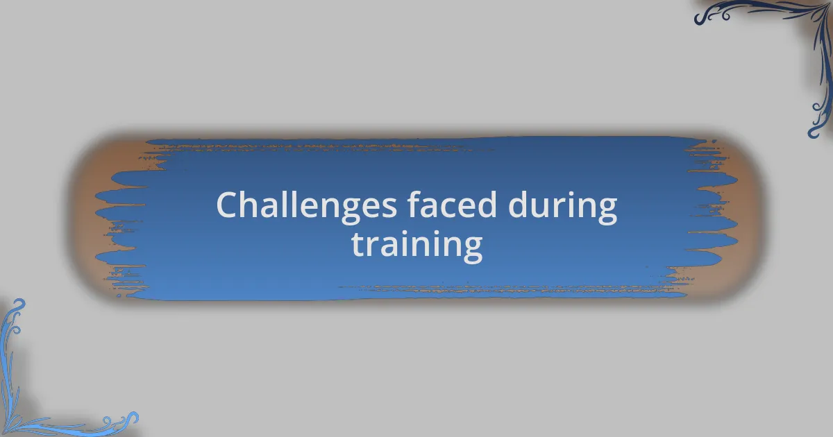 Challenges faced during training